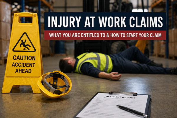 man led on floor after an injury at work